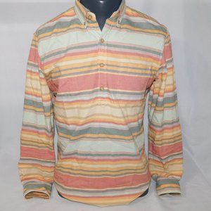 American Eagle Men S 1/4 Button Pullover Long Sleeve Striped  Button Down Shirt